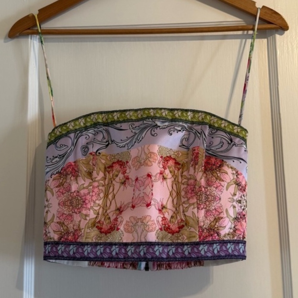 Alice and Olivia Smocked Back Ceresi Top XSmall & Palazzo Pants Small $708 - Picture 9 of 12